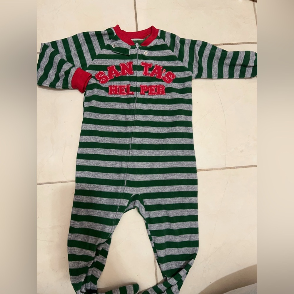 Santa's Helper Striped Kids One Piece
